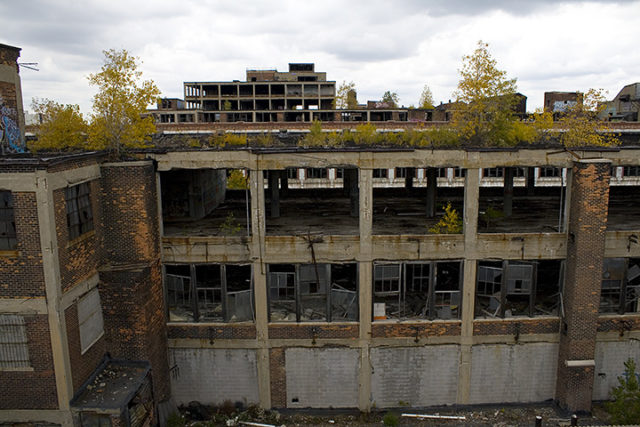 A view of part of the former Packard plant.  Author: Csmcm CC BY-SA 3.0