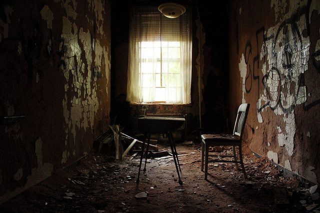An abandoned window – the only contact with the outside world.Author: Will Fisher CC BY-SA 2.0