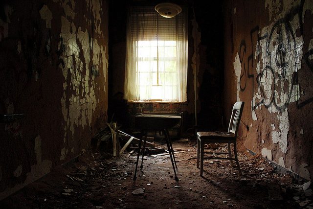 An abandoned window – the only contact with the outside world.Author: Will Fisher CC BY-SA 2.0