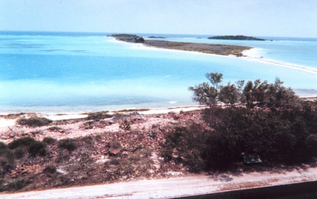 Bush Key (background) seen from Garden Key, with Long Key in the very back right