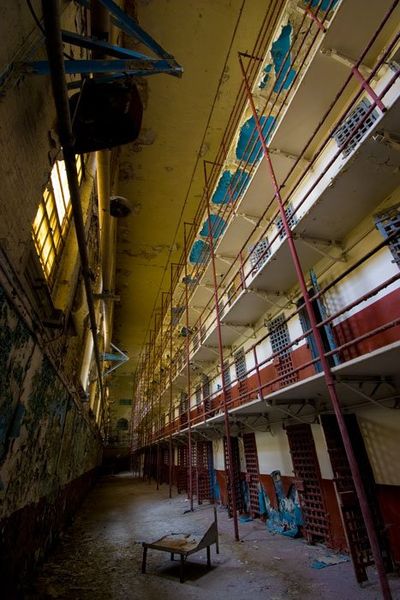 Cell block of abandoned Tennessee State Prison. 