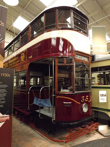 City and Royal Burgh of Edinburgh No. 35 on display in the Exhibition Hall at Crich Tramway Museum. Author: THTRail2013 CC BY-SA 3.0