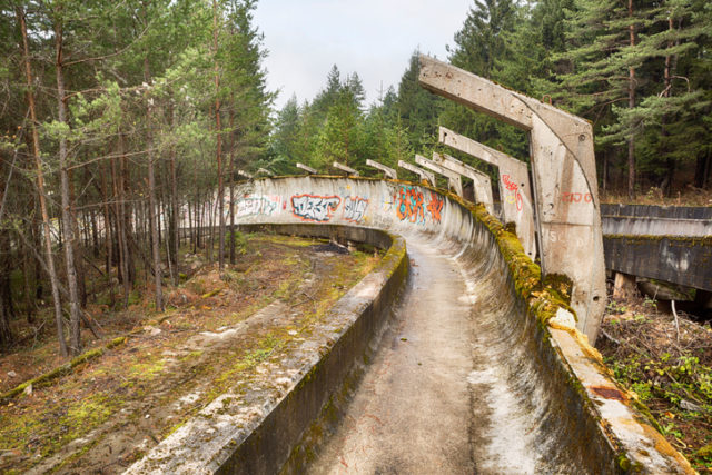 Abandoned bobsled track at Mount Trebevic, Sarajevo, Bosnia.