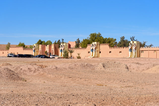 Entrance to Atlas Corporation Studios is film studio. Ouarzazate area is film-making location, where Morocco’s biggest studios