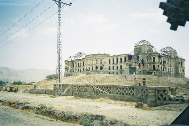 Darul Aman Palace northern face showing shelling damage