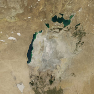 The remains of the Aral Sea on August 19, 2014
