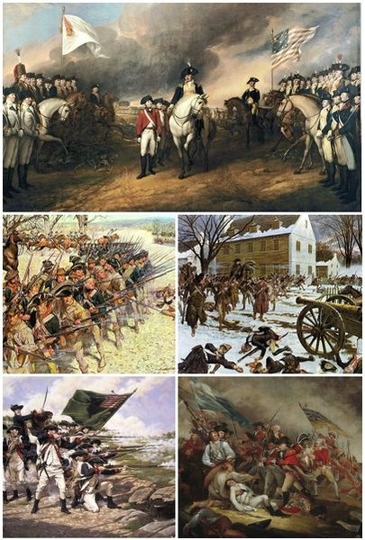 Montage of the events of the American Revolutionary War of 1775-1781.