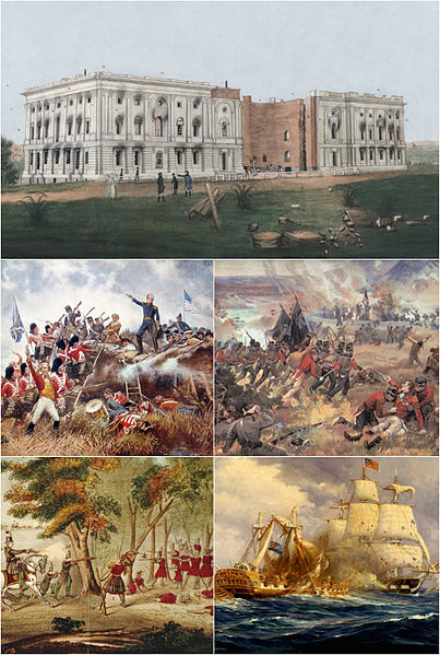 Montage of events of the War of 1812.