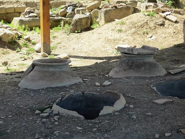 Several pithos (large storage container)