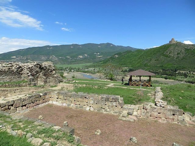 The ruins of a six-column hall in the Armazi palace on Mt. Bagineti (1st century BC).