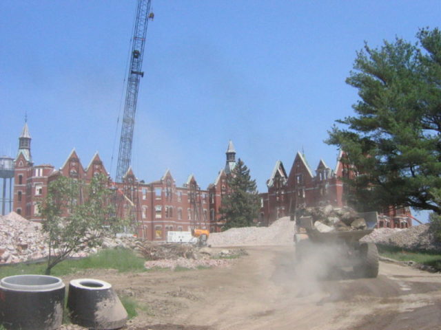 Demolition of the hospital.