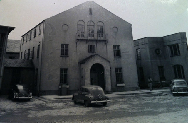 A historic photo of the main building. 