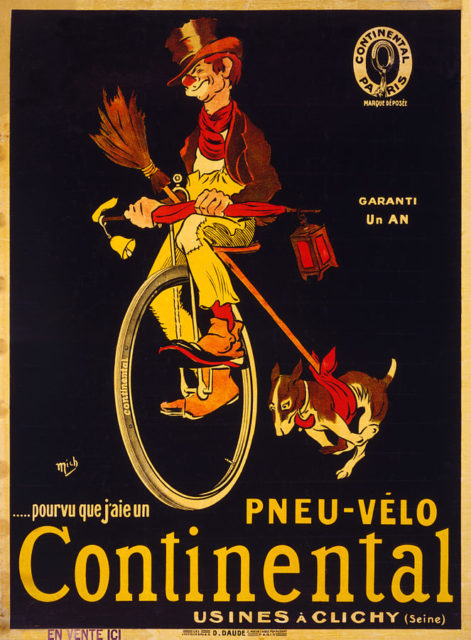 Early (high-wheel) tire advertising of Continental, circa 1900
