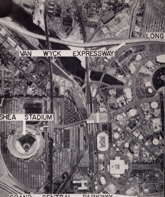 Aerial views of the fair grounds during the 1964 World’s Fair.