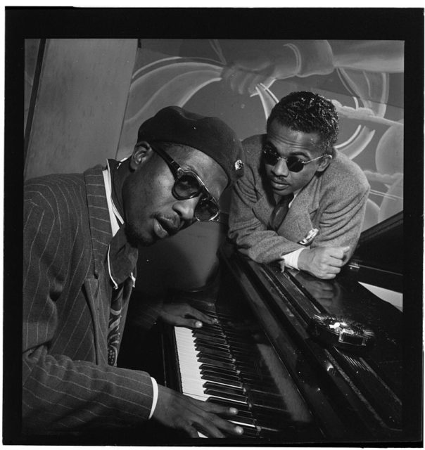 Thelonious Monk and Howard McGhee at Minton’s Playhouse, ca. September 1947. Photography by William P. Gotlieb. Author: William P. Gottlieb. Public Domain