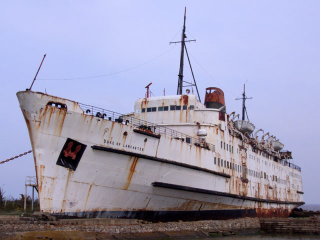 Duke of Lancaster clearly visible on the side of the ship. Author Emma Jones CC BY 3.0