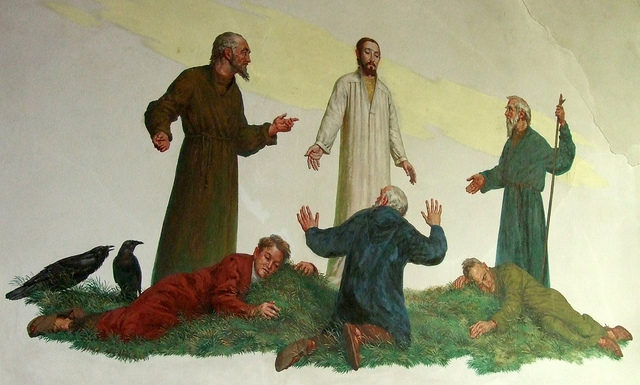 One of the murals in the chapel. Author: Jenny Thorpe CC BY-SA 2.0