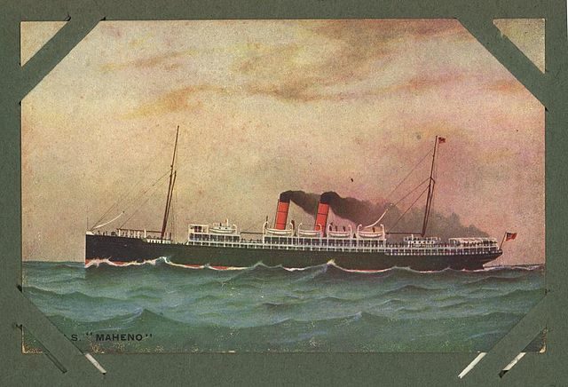 Hand-colored postcard of the SS Maheno