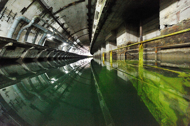 One of the underground channels that led to a labyrinth of tunnels in the former Soviet submarine base at Balaklava – Author: Land Rover Our Planet – CC BY 2.0