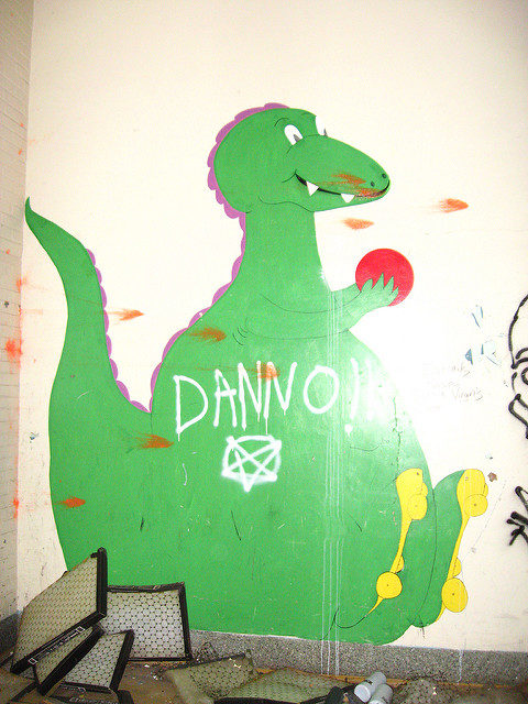 A dino mural on the wall. Author: Christina Welsh CC BY-ND 2.0
