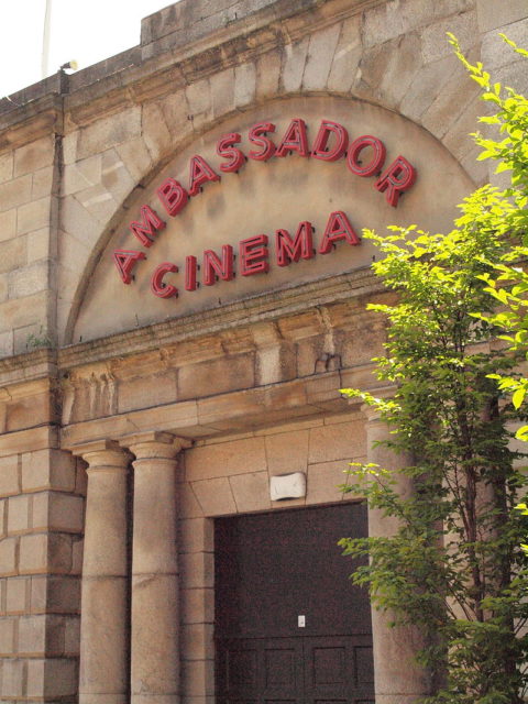 Ambassador Cinema old sign. Author: Smirkybec. CC BY-SA 3.0