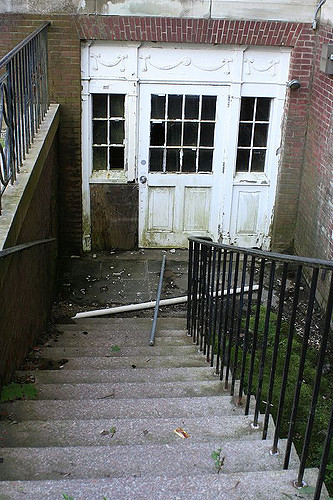 Down the steps and into the basement. Author: Mike Kalasnik CC BY-SA 2.0