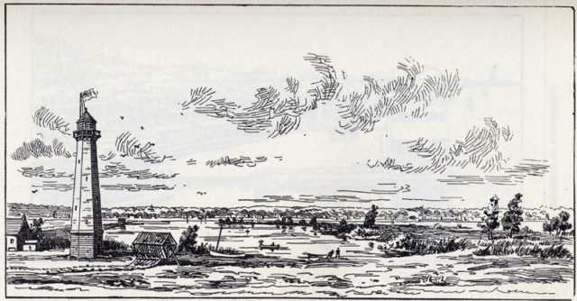 A drawing of the lighthouse from 1808. Author: Unknown Public Domain