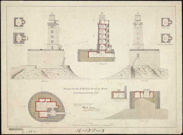 The blueprints of the lighthouse. Author: U.S. government – National Archives Public Domain