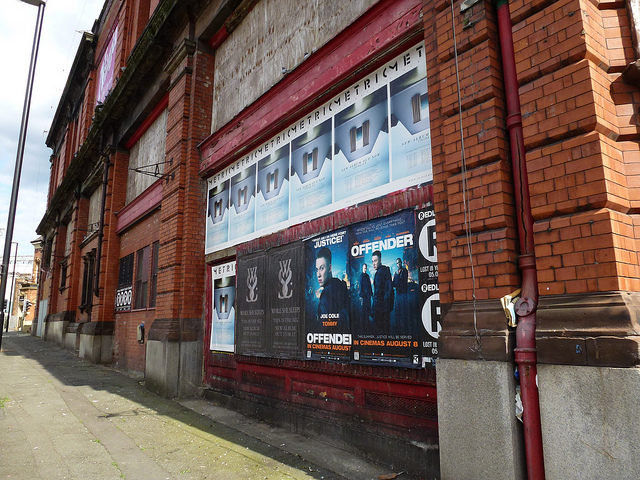 Its red brick facade used for movie posters. Author: Mikey CC BY 2.0