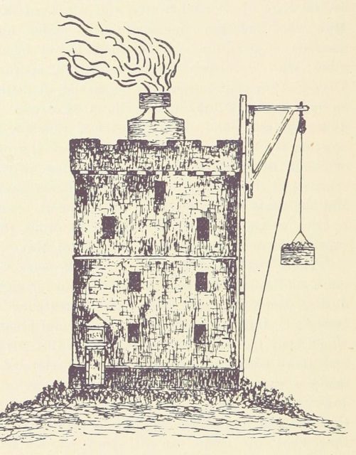 The coal-fired beacon. Author: The British Library (Original) Wolfymoza (Commons upload) No restrictions