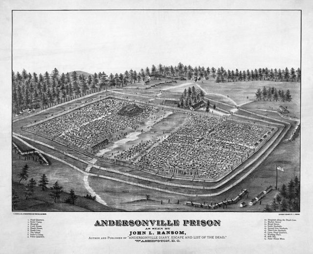 A depiction of Andersonville Prison by John L. Ransom. Author: John L. Ransom