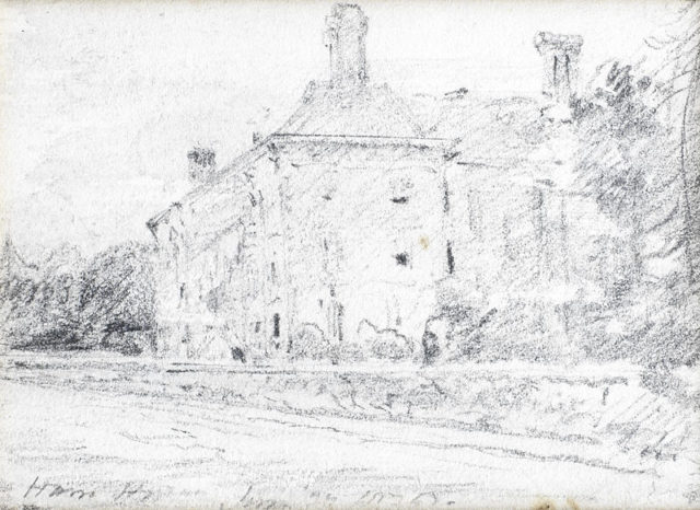 An old drawing of the house. Author: John Constable