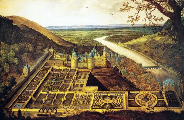 Castle & gardens painting. Author: Jacques Fouquier