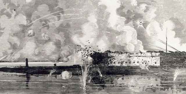 Fort Pulaski Under Fire. Author: Leslie’s Weekly Magazine, “Fort Pulaski Under Fire”, April 1862 Public Domain