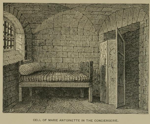 Marie Antoinette’s Cell, old drawing/ Author: Hopkins – Hopkins, Tighe “The Dungeons of Old Paris”, 1897.