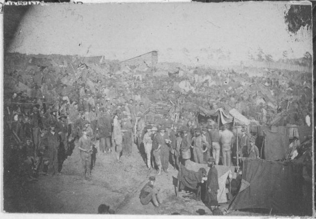 Old photo of the overcrowded prison.  U.S. National Archives and Records Administration.