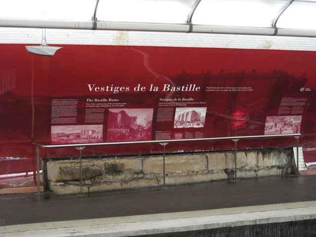 Preserved wall of the fortress of la Bastille. Author: Tangopaso Public Domain