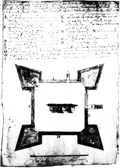 The construction plan from 1677. Author: Military engineer in the Spanish Army 1677