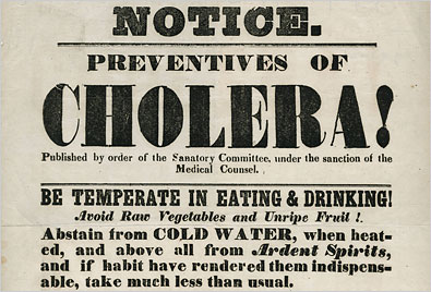 Notice about cholera. Author: Sanatory Committee Public Domain