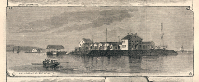 Swinburne Island hospital in 1879. Author: Ld~commonswiki Public Domain