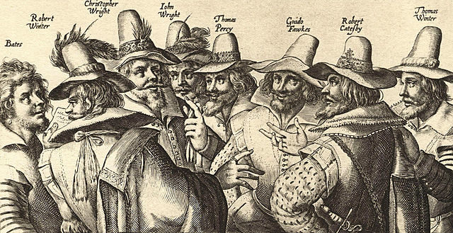 A contemporary engraving of eight of the thirteen Gunpowder Plot conspirators, by Crispijn van de Passe