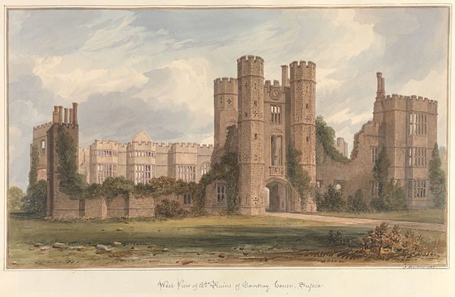 West view of the Ruins of Cowdray House, painting by John Buckler