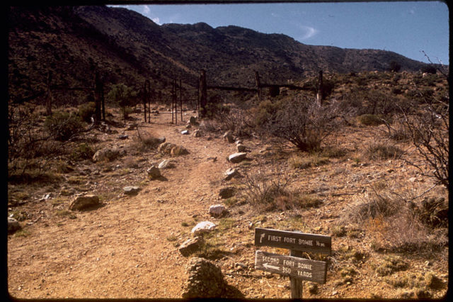 Signs showing the first and second fort. Author: National Park Service Digital Image Archives