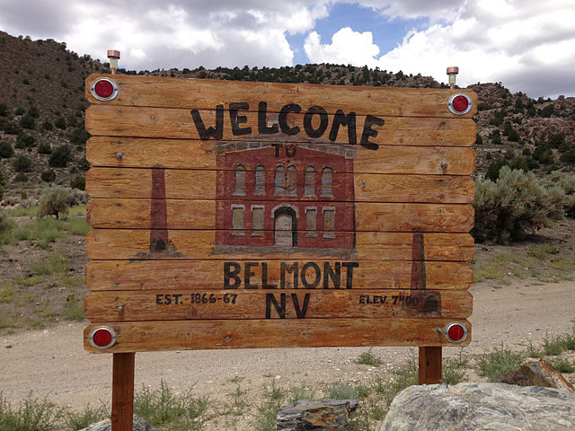 Sign at the entrance to Belmont, Nevada – Author: Famartin – CC BY-SA 4.0