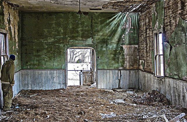 The interior of the abandoned church alternative view. Author: Patrick Emerson CC BY-ND 2.0