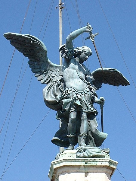 The bronze statue of Archangel Michael.