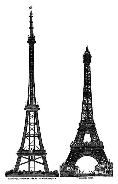 Watkin’s Tower versus the Eiffel Tower.