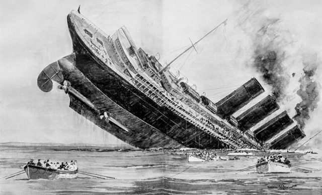 The sinking of the Lusitania.