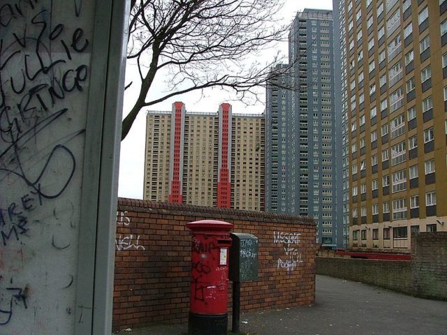 View of the Red Road flats. Author: Nico Hogg – CC BY 2.0