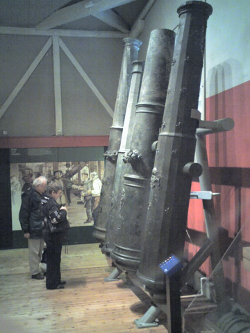 Bronze demi-cannon culverins on display at the Mary Rose Museum.